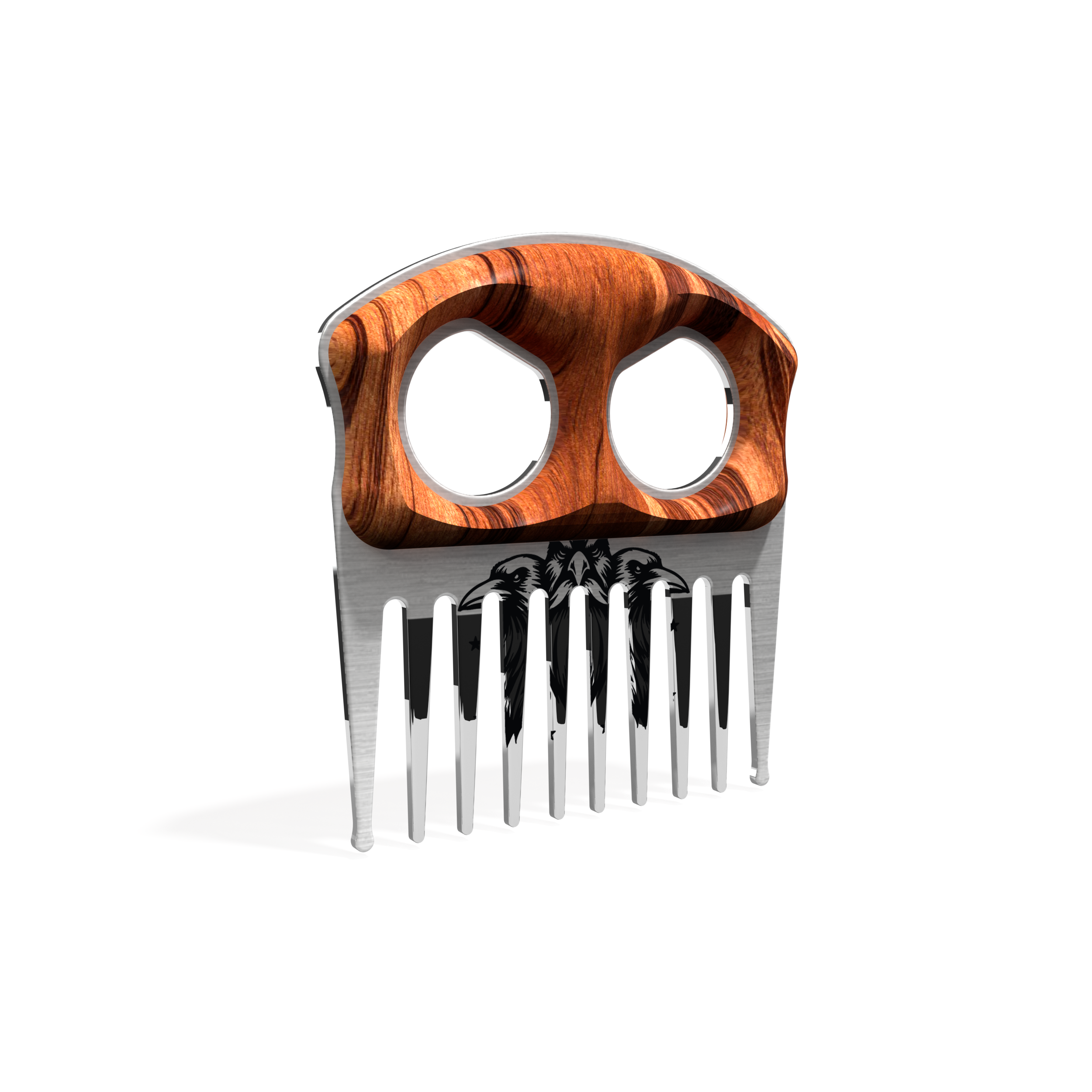 Wood Stainless Beard Pick