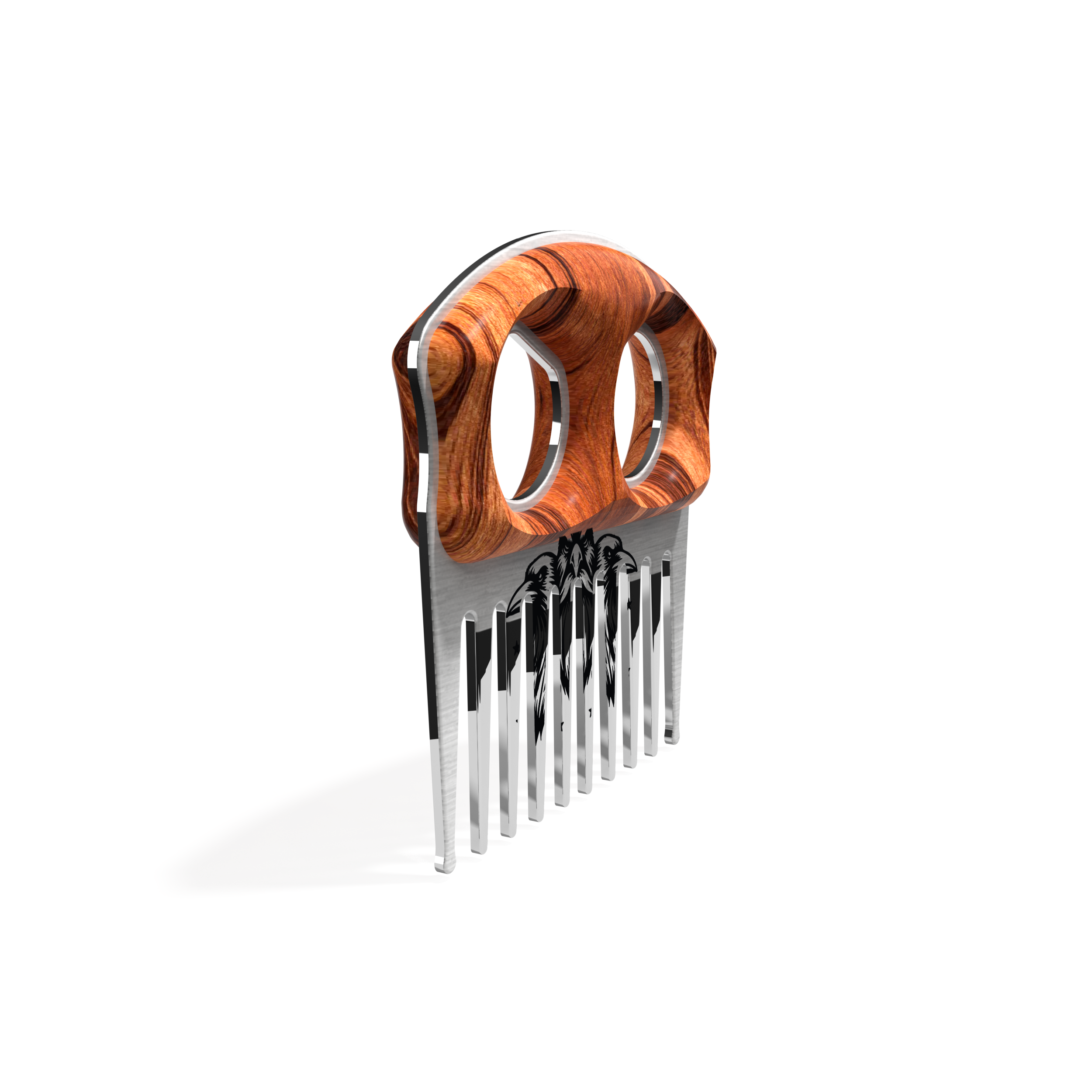 Wood Stainless Beard Pick